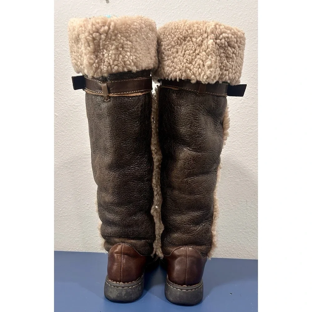 Born Women's Size 8 Oakdale Knee High Tall Brown Leather Shearling Boots